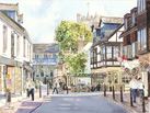 Glimpses of the Priory from Church Street, Christchurch