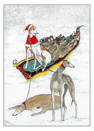 GREETING CARD: Greyhounds at Christmas