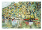 GREETING CARD: Narrow Boats on River Wey